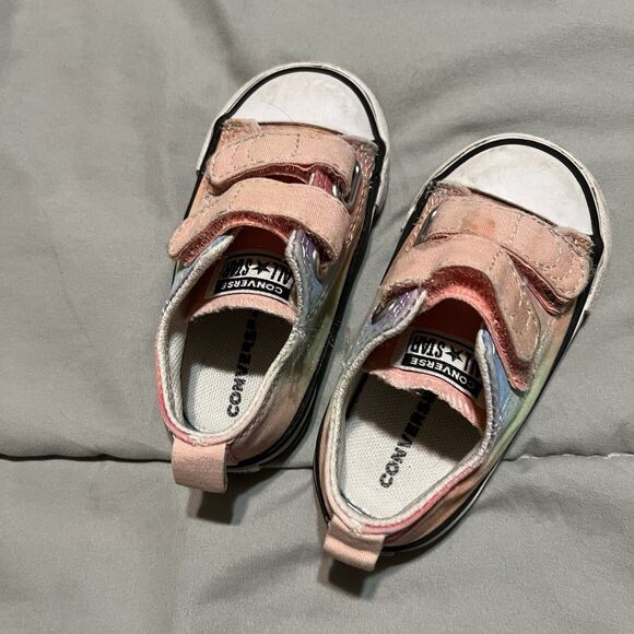 Converse All Star Toddler 5 Low Top Pink Tie Dye Canvas Sneaker Shoes Straps - Picture 3 of 9